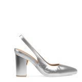Audrey Slingback - Matte Silver 4 Block - Final Sale