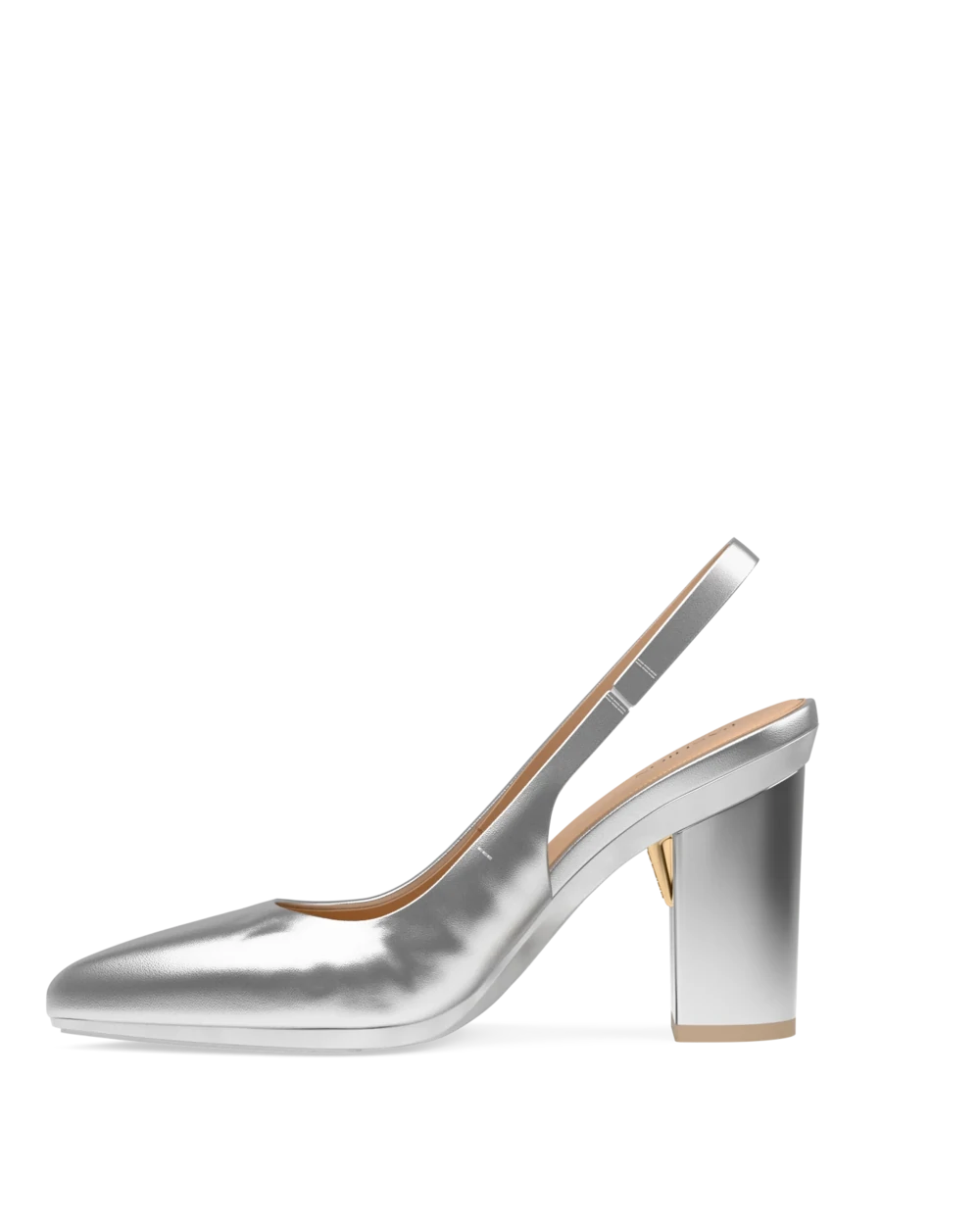Audrey Slingback - Matte Silver 4 Block - Final Sale