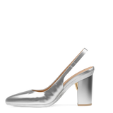 Audrey Slingback - Matte Silver 4 Block - Final Sale