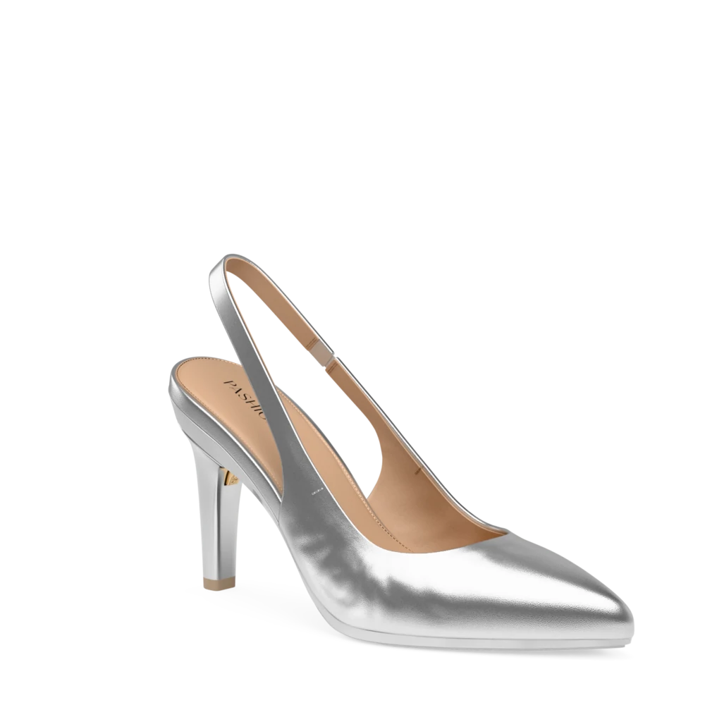 The Slingback - Matte Silver 4 Stiletto