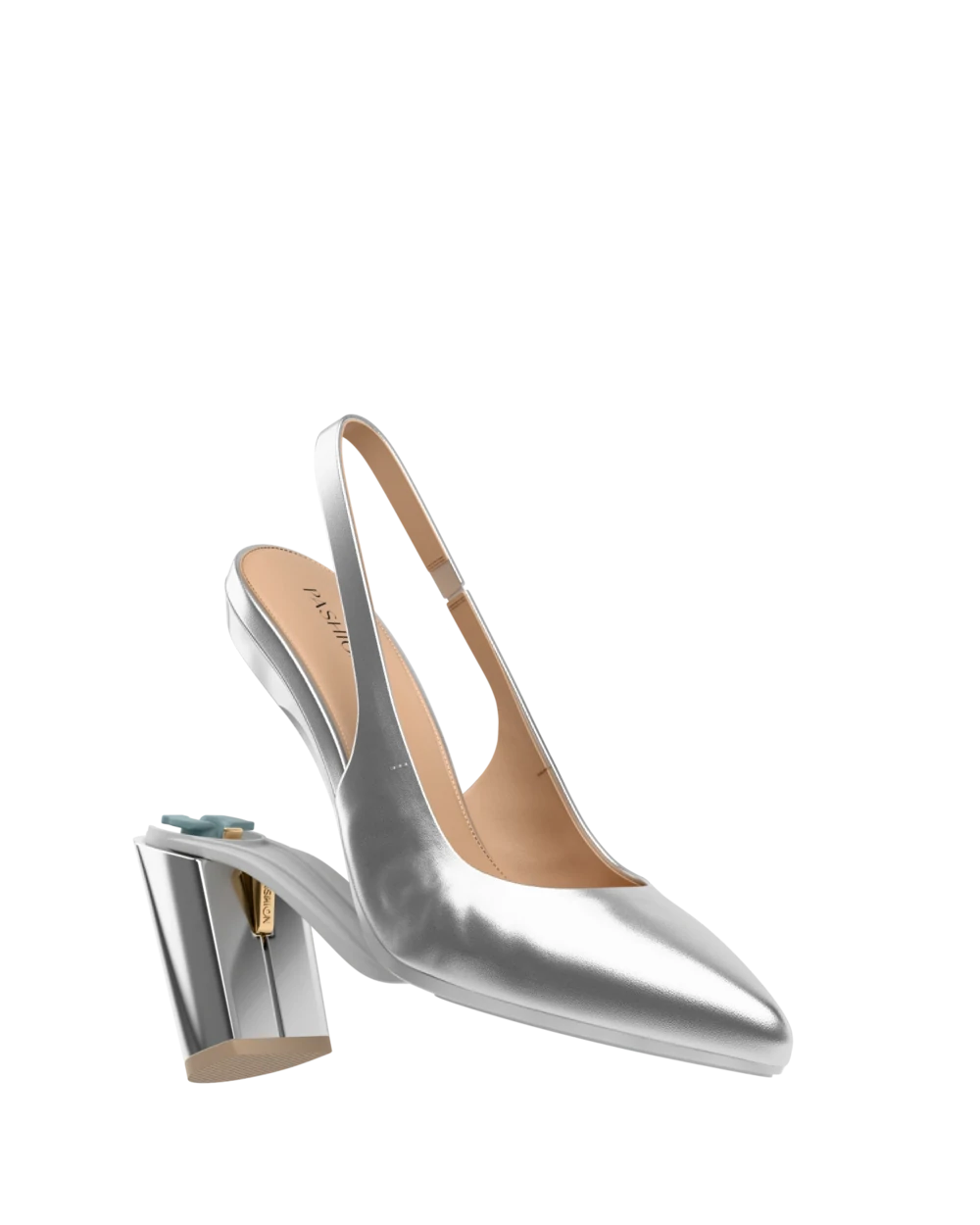 Audrey Slingback - Matte Silver 4 Block - Final Sale