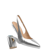 Audrey Slingback - Matte Silver 4 Block - Final Sale