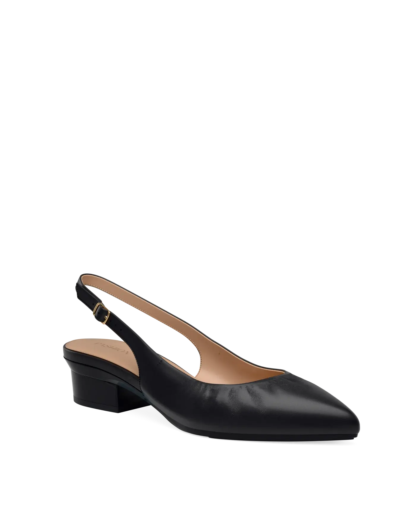 Audrey Buckle Slingback - Coal Black Leather 4 Stiletto