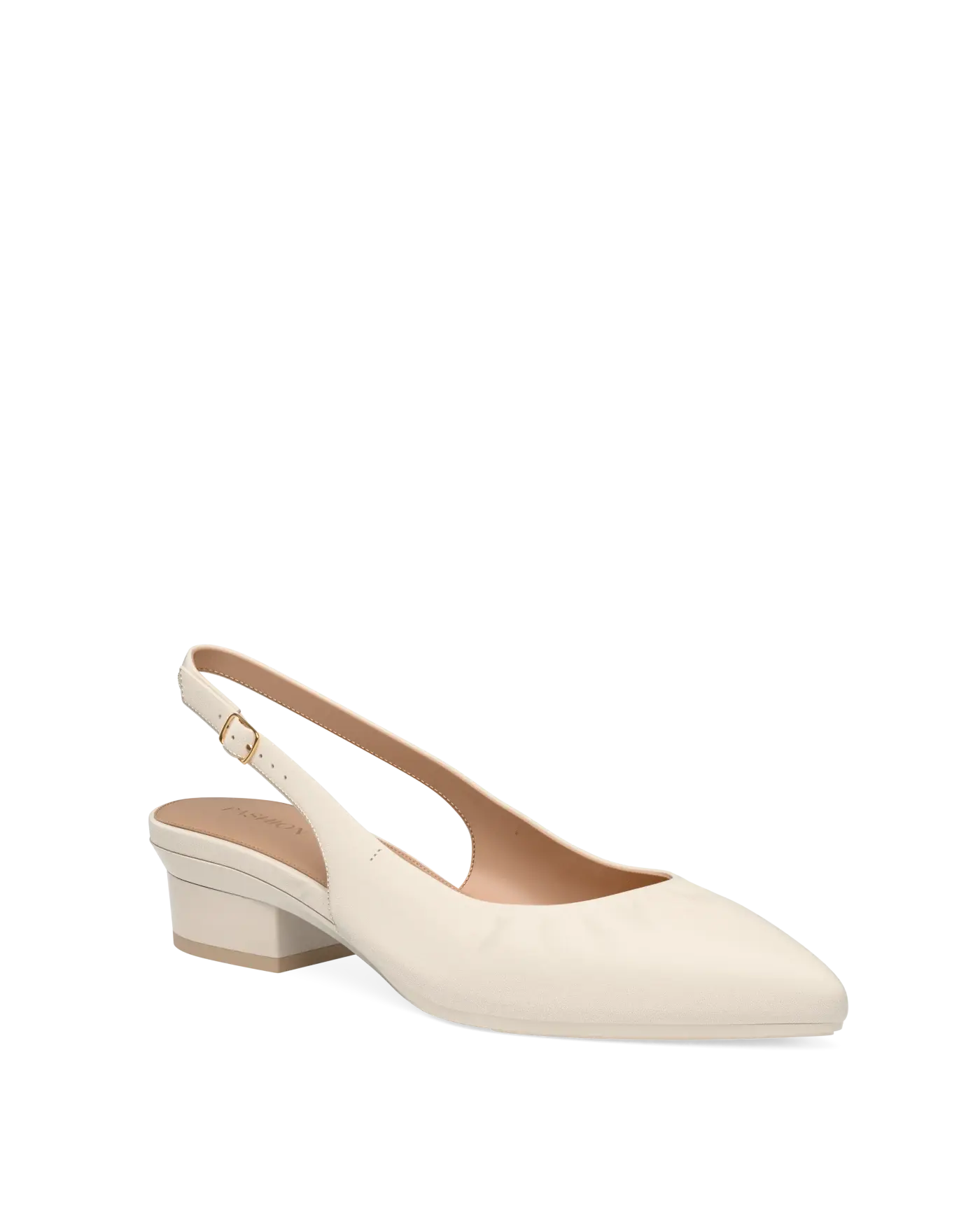 Audrey Buckle Slingback - Ivory Leather 3 Stiletto