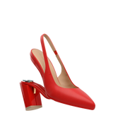 Audrey Slingback - Cherry Red Leather 4 Block - Final Sale
