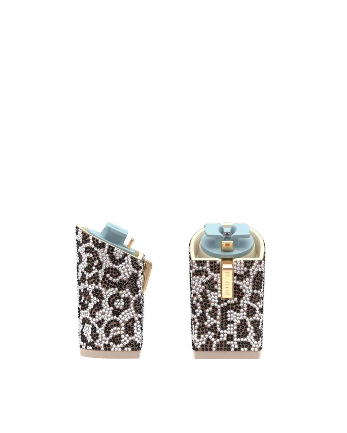 Block Heel Kit 4 Snow Leopard Rhinestone, 4-inch interchangeable block heel. Pashion convertible heels go from heel to flat and are customizable with interchangeable heel kits.