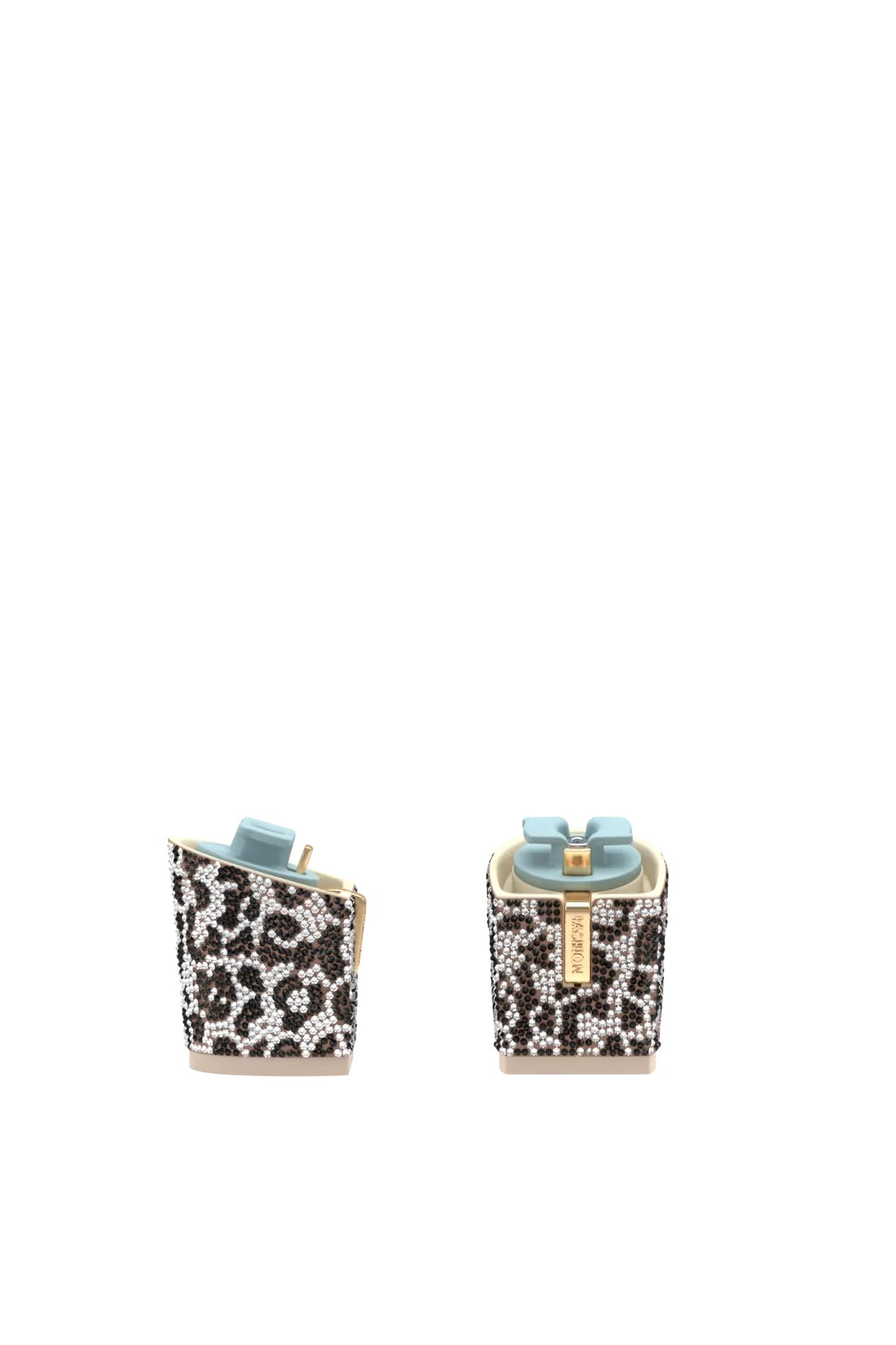Block Heel Kit 3 Snow Leopard Rhinestone