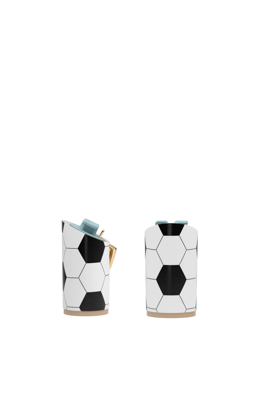 pair of cylinder block heel kit for convertible heels with soccer leather print