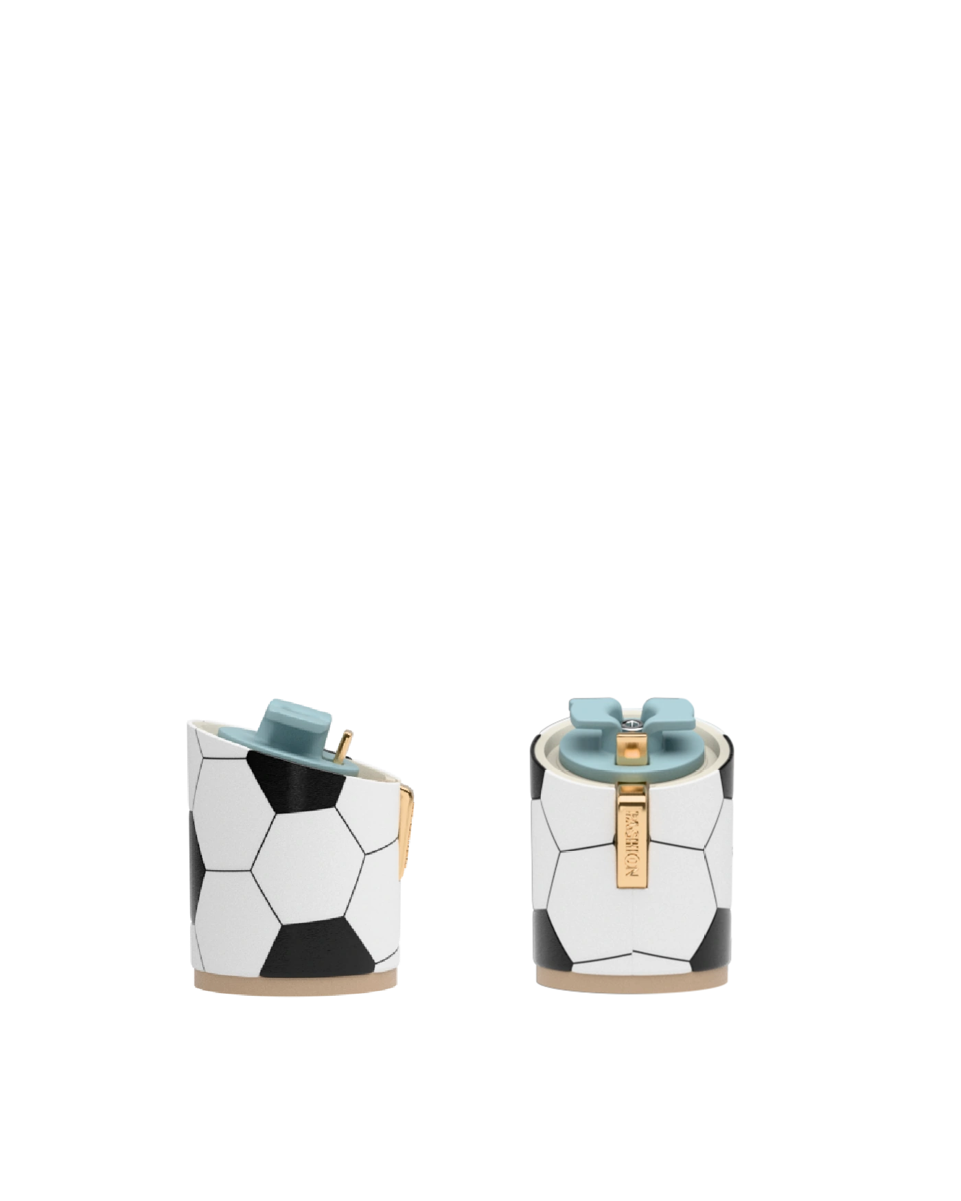 Cylinder Block Heel Kit 3 Soccer Ball, 3-inch interchangeable cylinder block heel, side view. Pashion convertible heels go from heel to flat and are customizable with interchangeable heel kits.