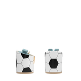 Cylinder Block Heel Kit 3 Soccer Ball, back view. Pashion convertible heels go from heel to flat and are customizable with interchangeable heel kits.