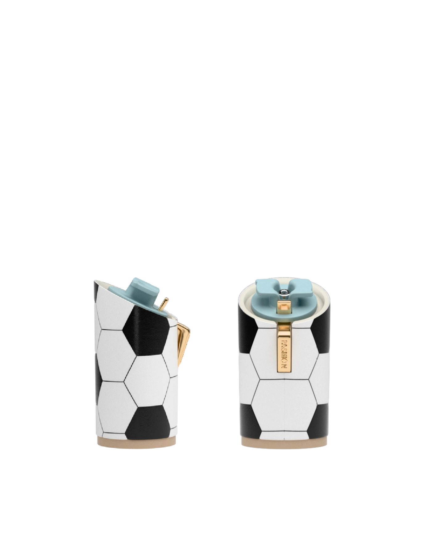 Cylinder Block Heel Kit 4 Soccer Ball, 4-inch interchangeable cylinder block heel, side view. Pashion convertible heels go from heel to flat and are customizable with interchangeable heel kits.