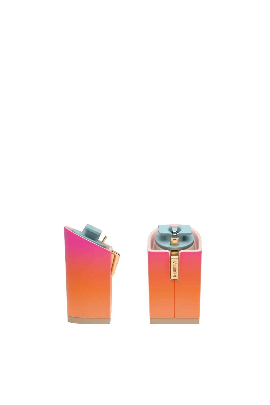 pair of orange and pink ombre block heel