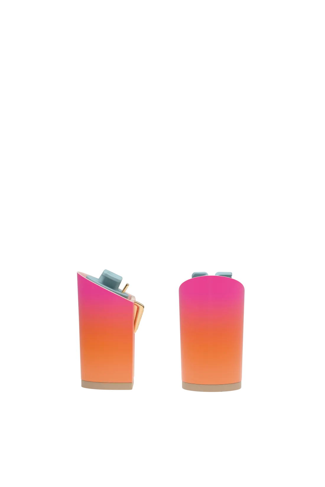 pair of orange and pink ombre block heel