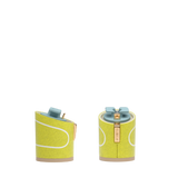 Cylinder Block Heel Kit 3 Tennis Ball, 3-inch interchangeable cylinder block heel, side view. Pashion convertible heels go from heel to flat and are customizable with interchangeable heel kits.