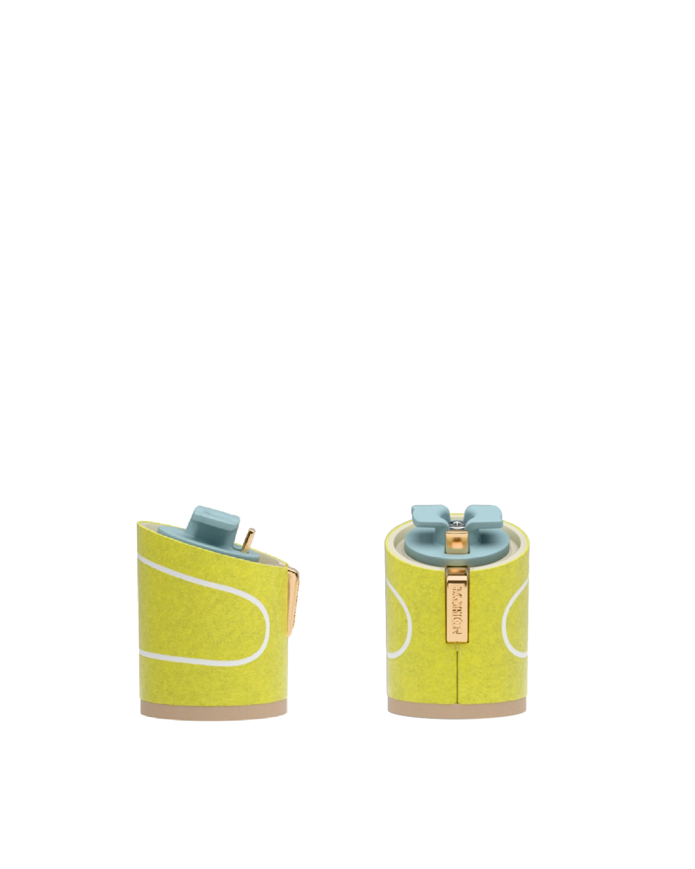 Cylinder Block Heel Kit 3 Tennis Ball, 3-inch interchangeable cylinder block heel, side view. Pashion convertible heels go from heel to flat and are customizable with interchangeable heel kits.