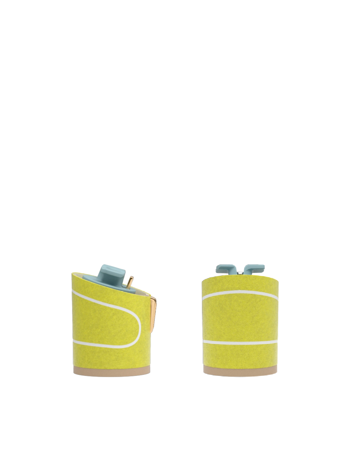 Cylinder Block Heel Kit 3 Tennis Ball, back view. Pashion convertible heels go from heel to flat and are customizable with interchangeable heel kits.