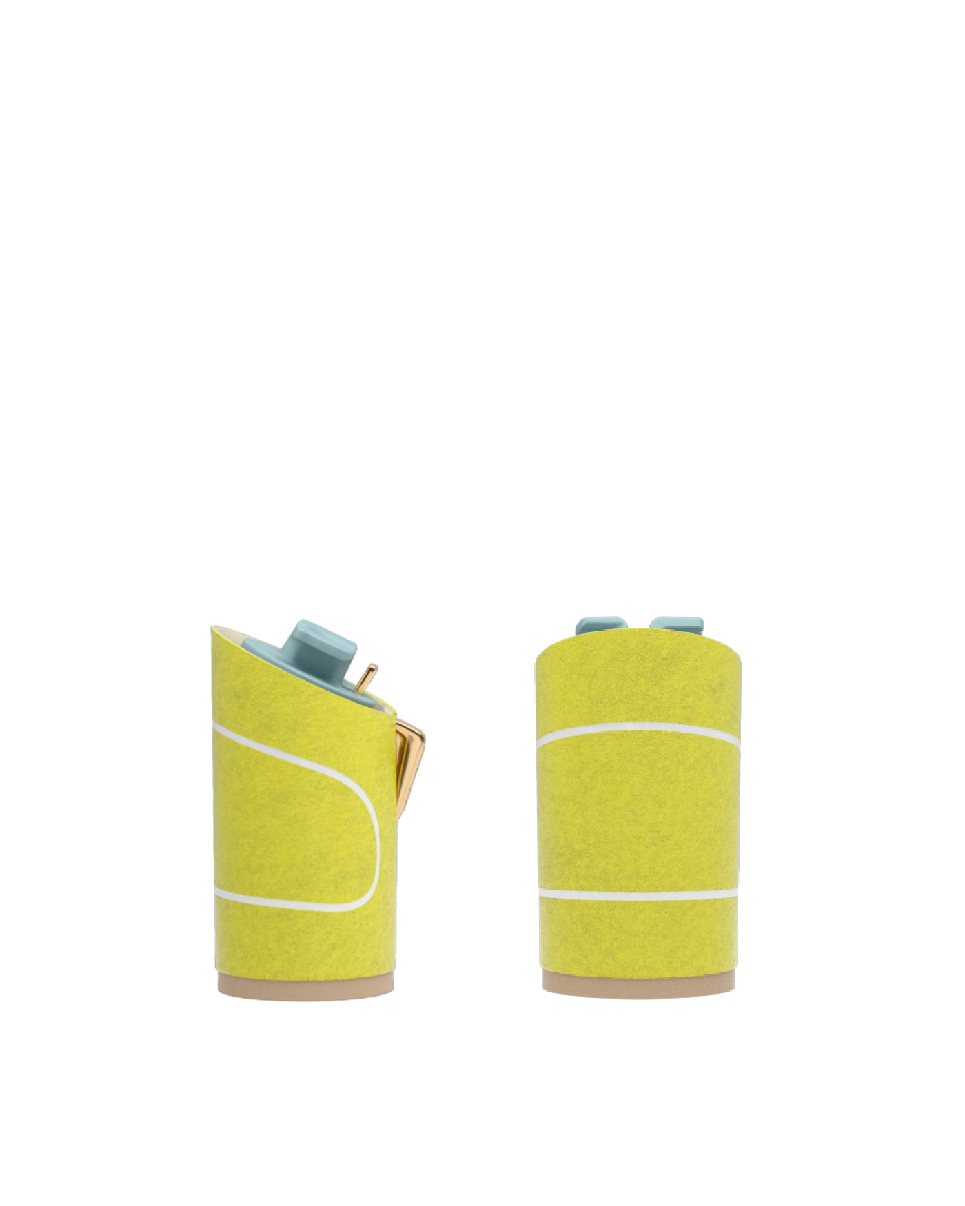 Cylinder Block Heel Kit 4 Tennis Ball, back view. Pashion convertible heels go from heel to flat and are customizable with interchangeable heel kits.