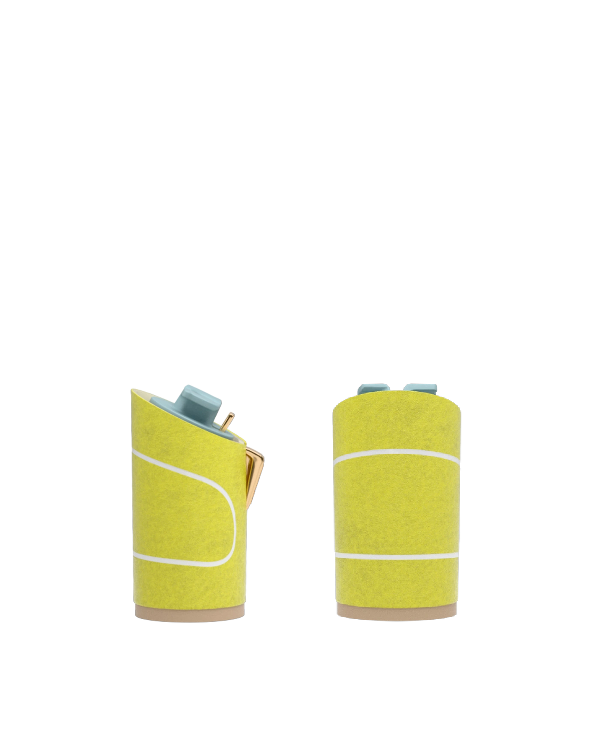 Cylinder Block Heel Kit 4 Tennis Ball, back view. Pashion convertible heels go from heel to flat and are customizable with interchangeable heel kits.