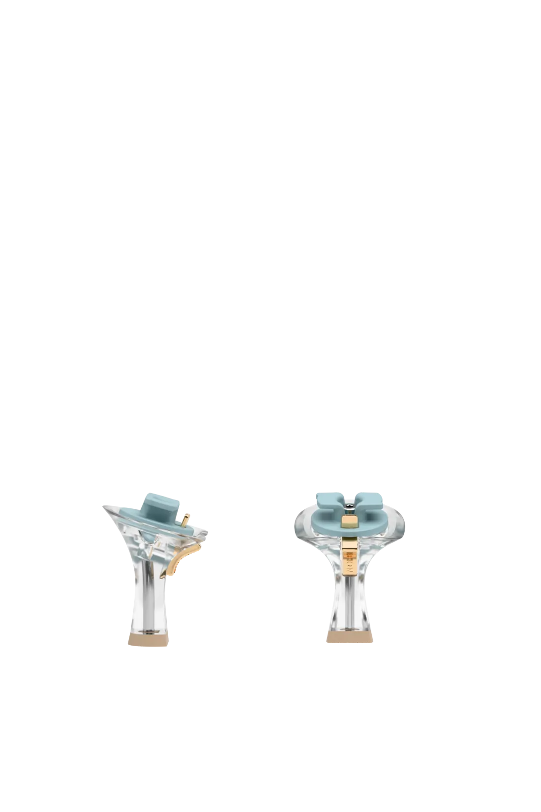 pair of transparent clear flare stiletto