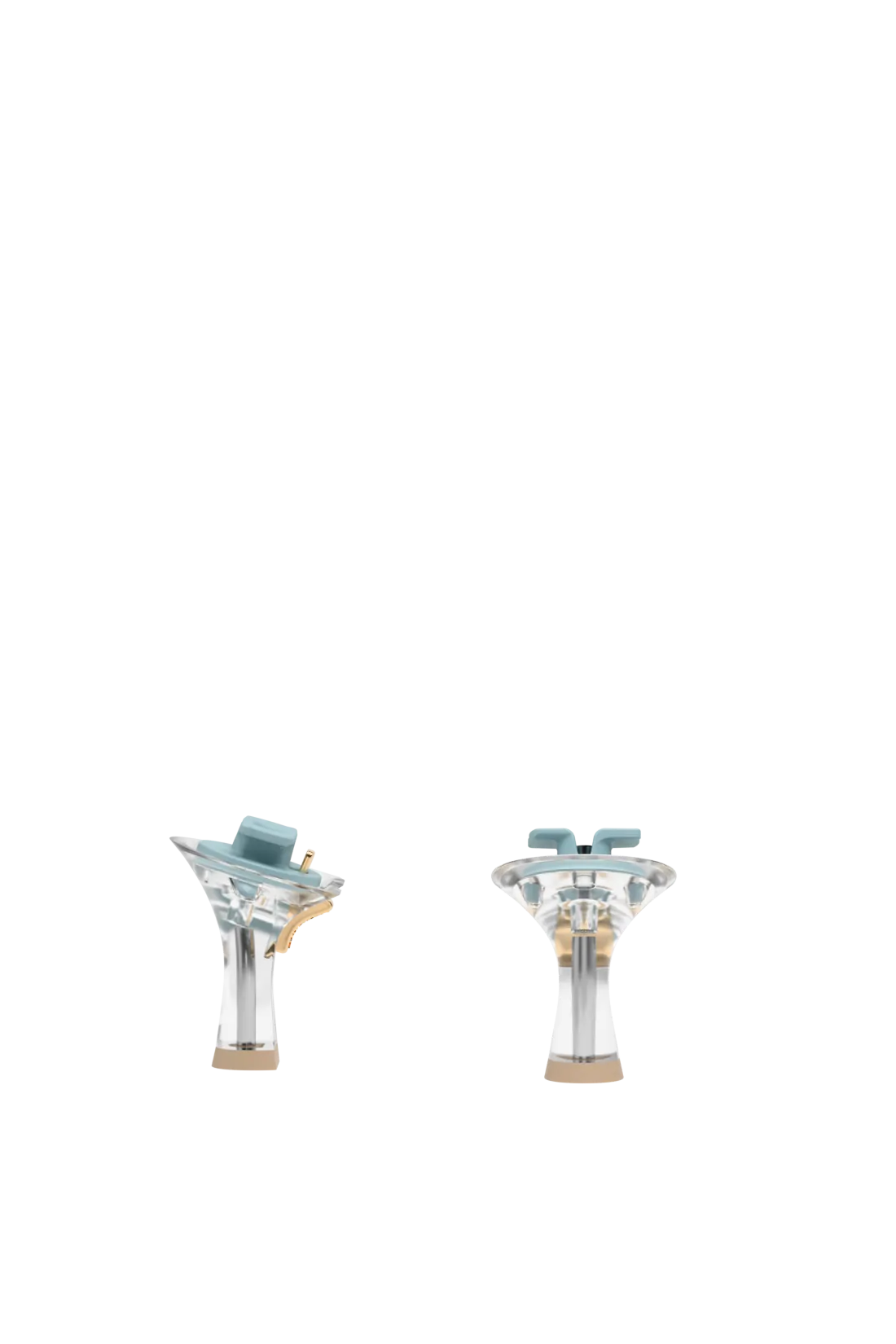 pair of transparent clear flare stiletto