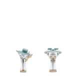 Flare Stiletto Heel Kit 3 Transparent, back view. Pashion convertible heels go from heel to flat and are customizable with interchangeable heel kits.
