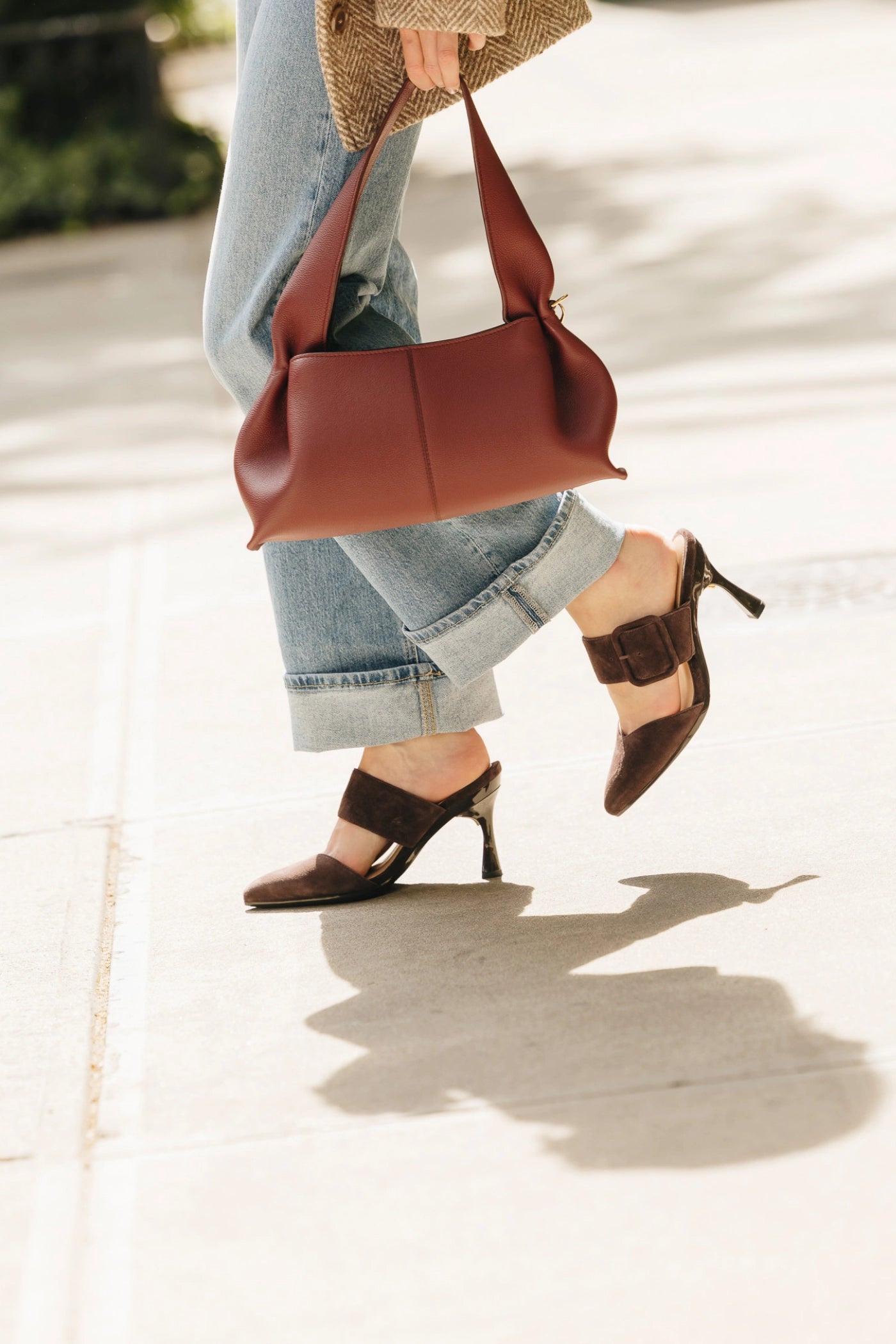 The Valerie Mule - Chocolate Suede 4 Block