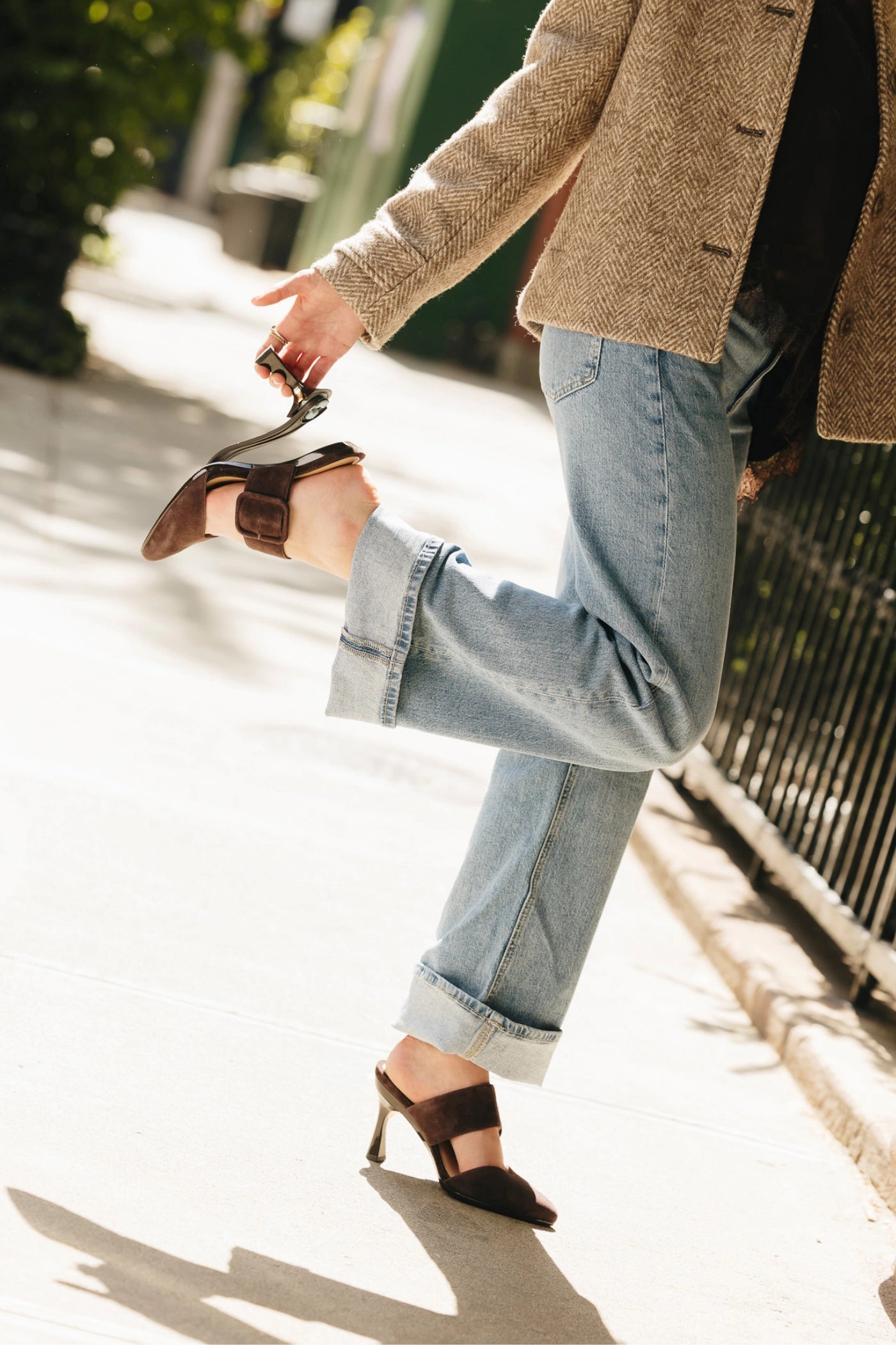 The Valerie Mule - Chocolate Suede 4 Block