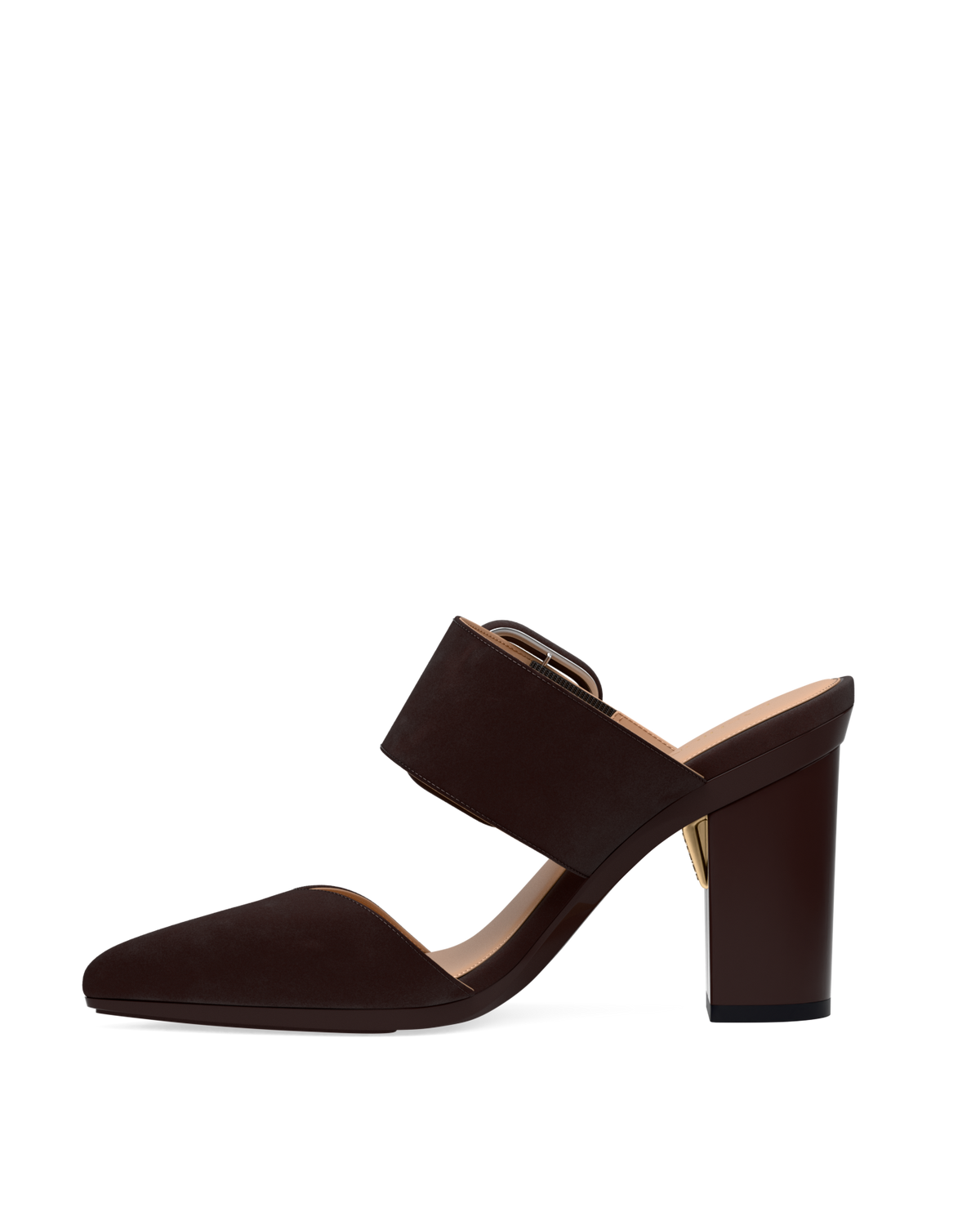 The Valerie Mule - Chocolate Suede 4 Block