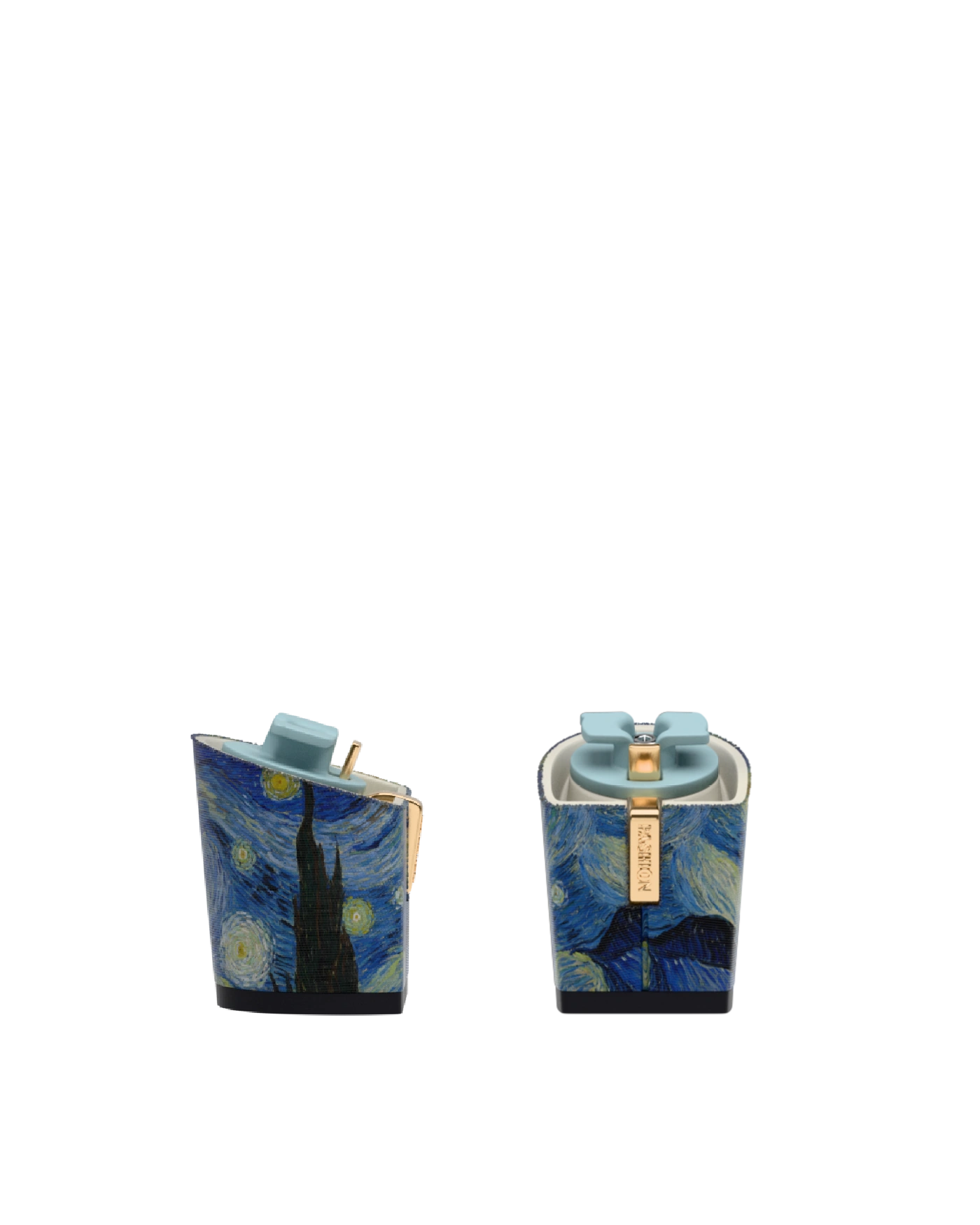 Block Heel Kit 3 Van Gogh Print, 3-inch interchangeable block heel, side view. Pashion convertible heels go from heel to flat and are customizable with interchangeable heel kits.