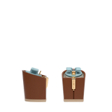 Block Heel Kit 3 Walnut, 3-inch interchangeable block heel, side view. Pashion convertible heels go from heel to flat and are customizable with interchangeable heel kits.