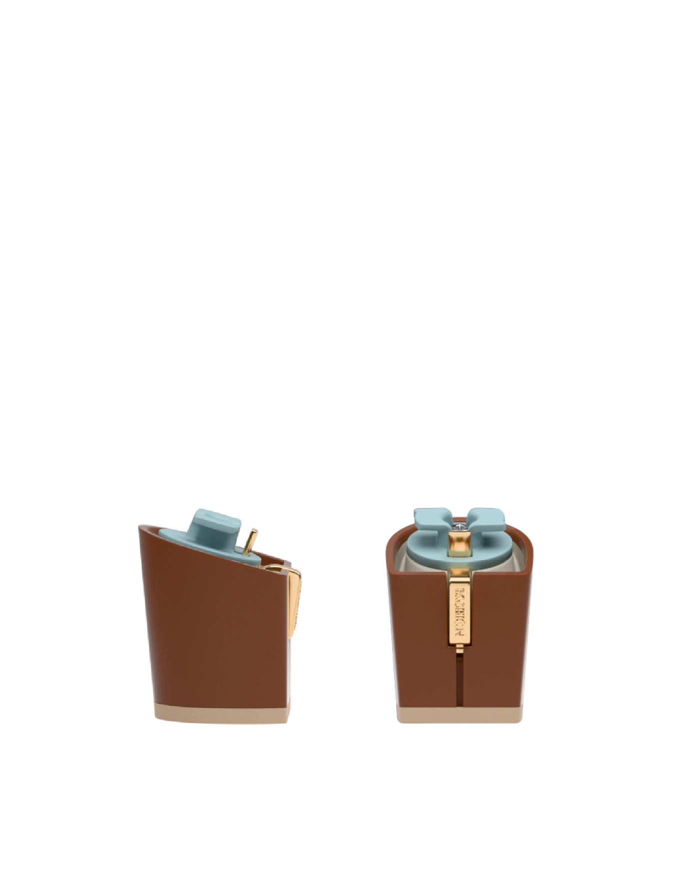 Block Heel Kit 3 Walnut, 3-inch interchangeable block heel, side view. Pashion convertible heels go from heel to flat and are customizable with interchangeable heel kits.