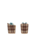 Block Heel Kit 3 Walnut Tartan, back view. Pashion convertible heels go from heel to flat and are customizable with interchangeable heel kits.