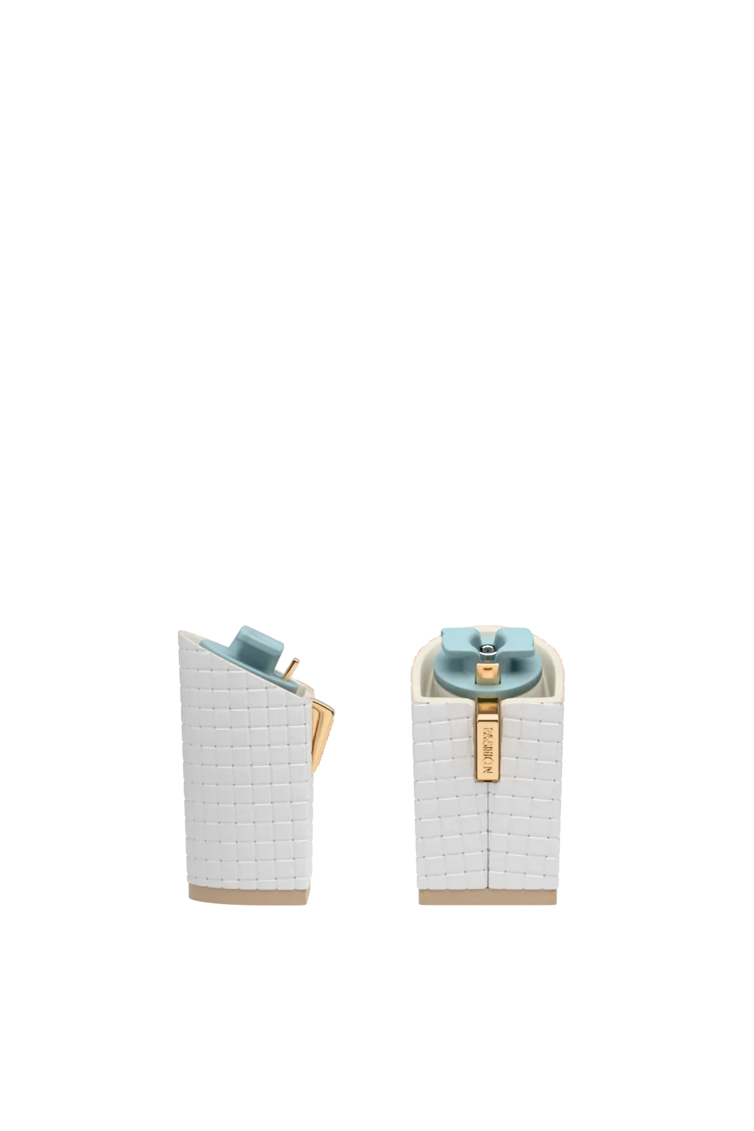 Block Heel Kit 4 White Woven Leather