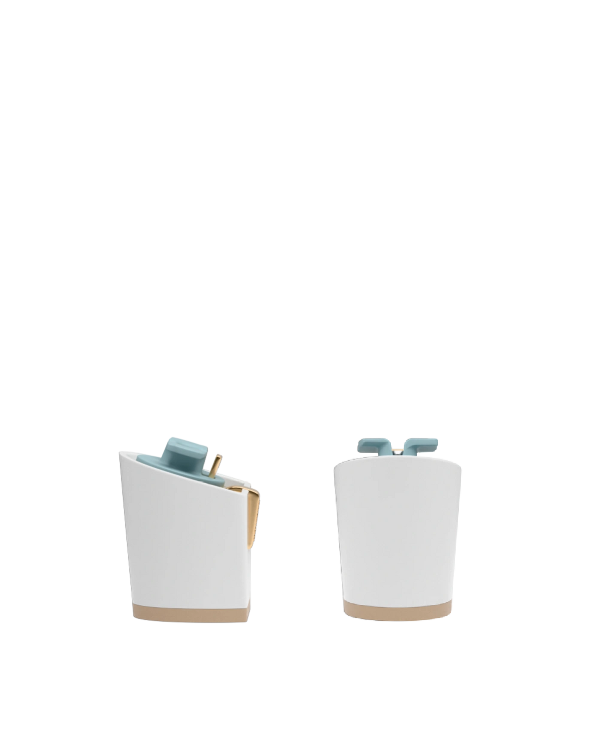 Block Heel Kit 3 White, back view. Pashion convertible heels go from heel to flat and are customizable with interchangeable heel kits.