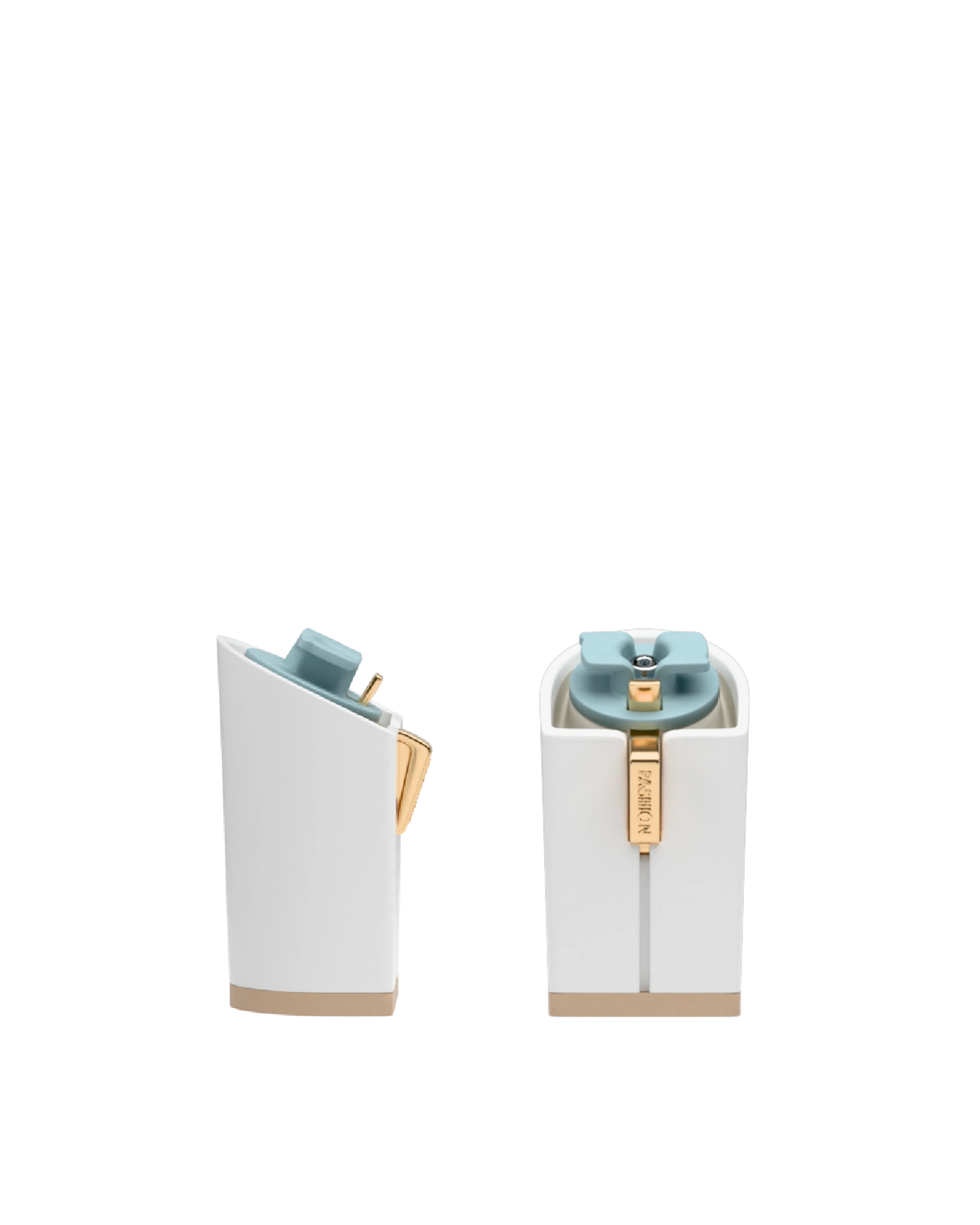 Block Heel Kit 4 White, 4-inch interchangeable block heel, side view. Pashion convertible heels go from heel to flat and are customizable with interchangeable heel kits.