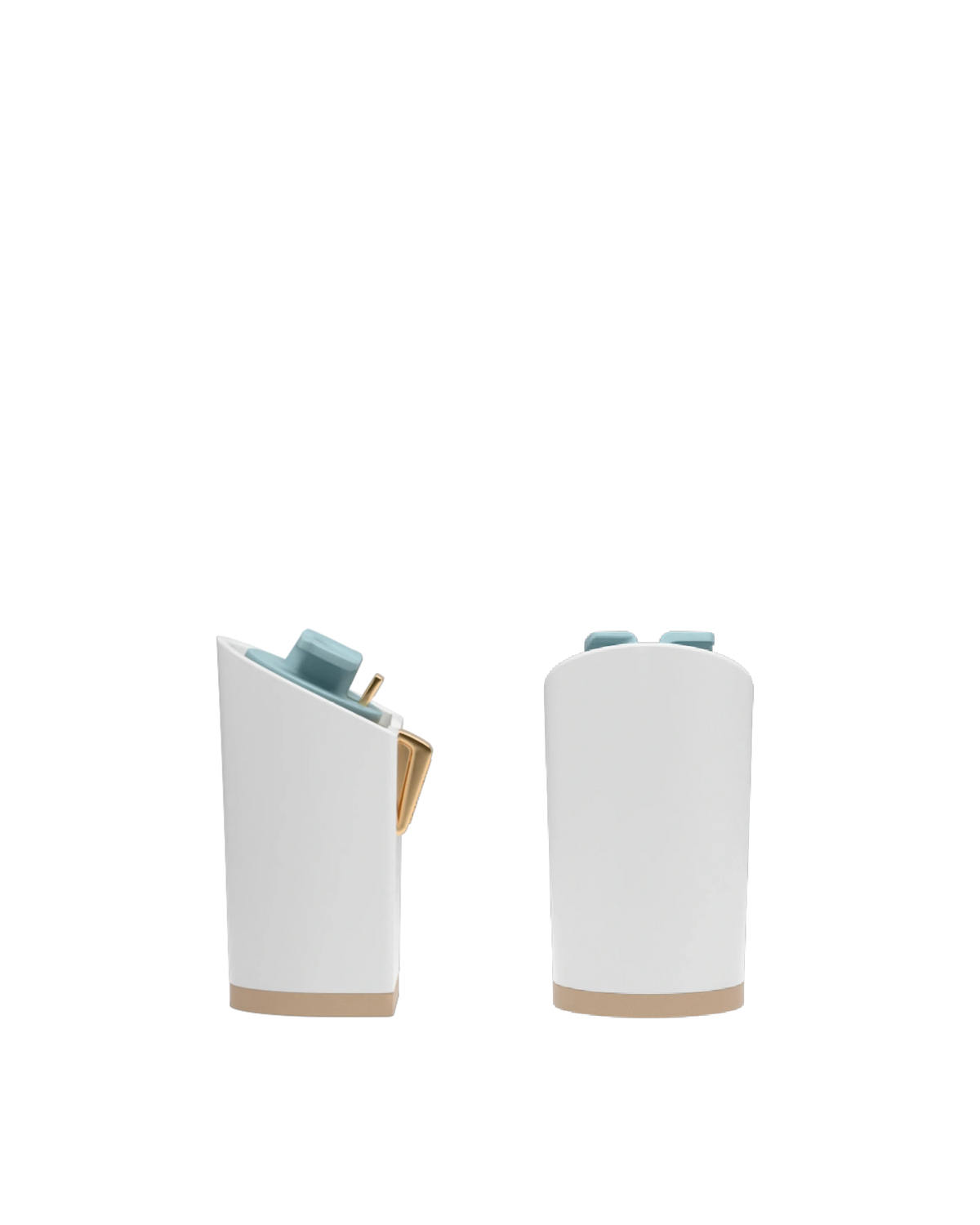 Block Heel Kit 4 White, back view. Pashion convertible heels go from heel to flat and are customizable with interchangeable heel kits.