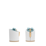 Cylinder Block Heel Kit 3 White, 3-inch interchangeable cylinder block heel, side view. Pashion convertible heels go from heel to flat and are customizable with interchangeable heel kits.