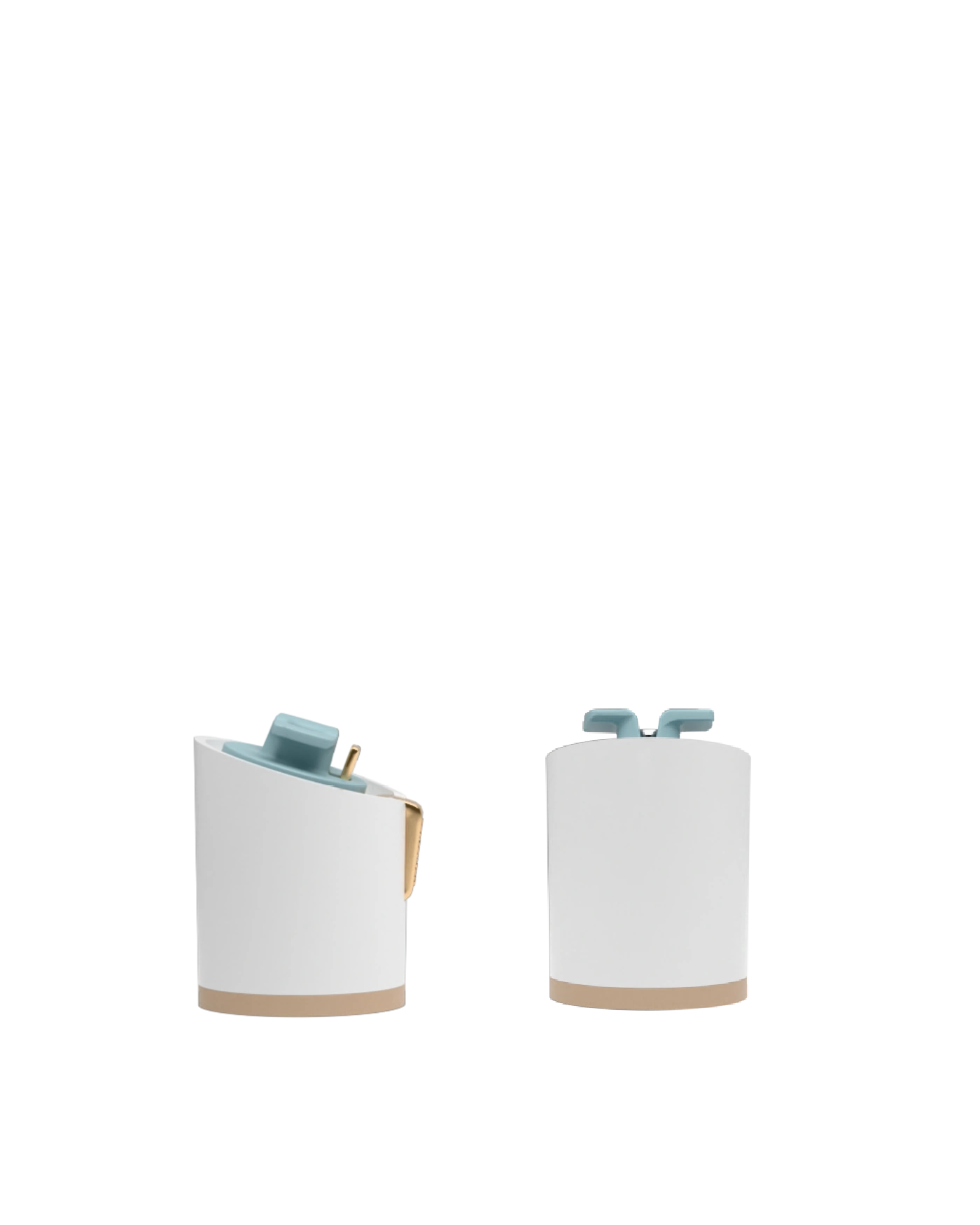 Cylinder Block Heel Kit 3 White, back view. Pashion convertible heels go from heel to flat and are customizable with interchangeable heel kits.
