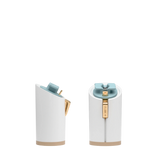 Cylinder Block Heel Kit 4 White, 4-inch interchangeable cylinder block heel, side view. Pashion convertible heels go from heel to flat and are customizable with interchangeable heel kits.