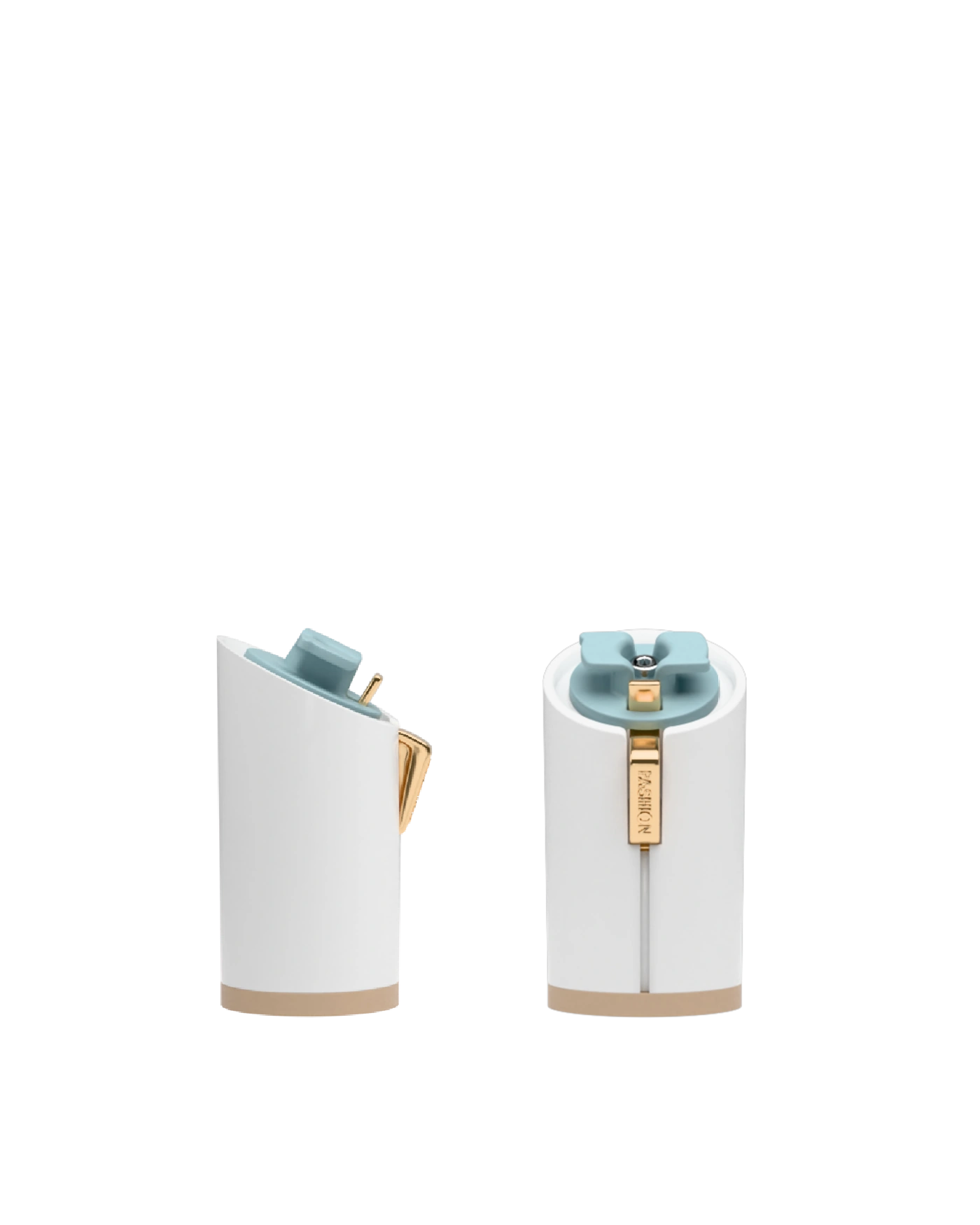Cylinder Block Heel Kit 4 White, 4-inch interchangeable cylinder block heel, side view. Pashion convertible heels go from heel to flat and are customizable with interchangeable heel kits.