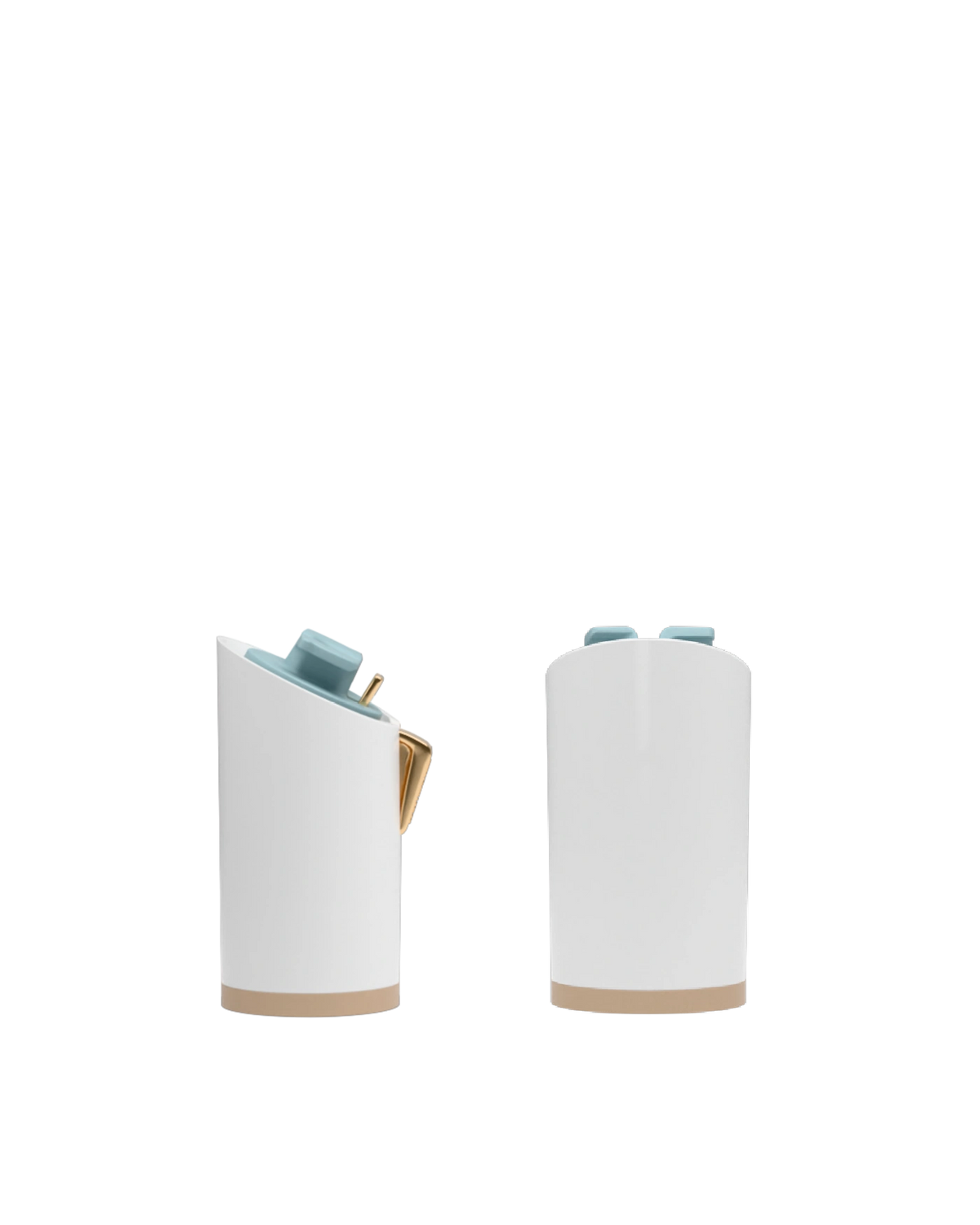 Cylinder Block Heel Kit 4 White, back view. Pashion convertible heels go from heel to flat and are customizable with interchangeable heel kits.