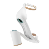 Stelo - White, detail view. Pashion convertible heels go from heel to flat and are customizable with interchangeable heel kits.