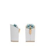 Block Heel Kit 4 White Woven Leather, 4-inch interchangeable block heel. Pashion convertible heels go from heel to flat and are customizable with interchangeable heel kits.