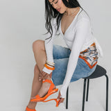 Abby Sandal - Tangerine Elastic 4 Block