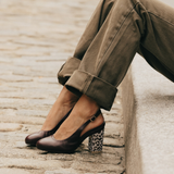 Anna Slingback - Cherry Mocha Leather 3" Block