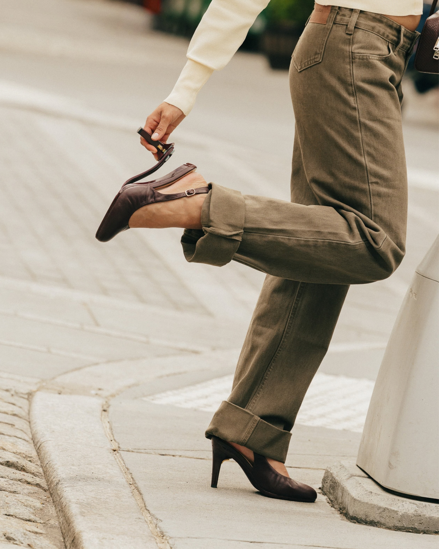 Anna Slingback - Cherry Mocha Leather 3" Block