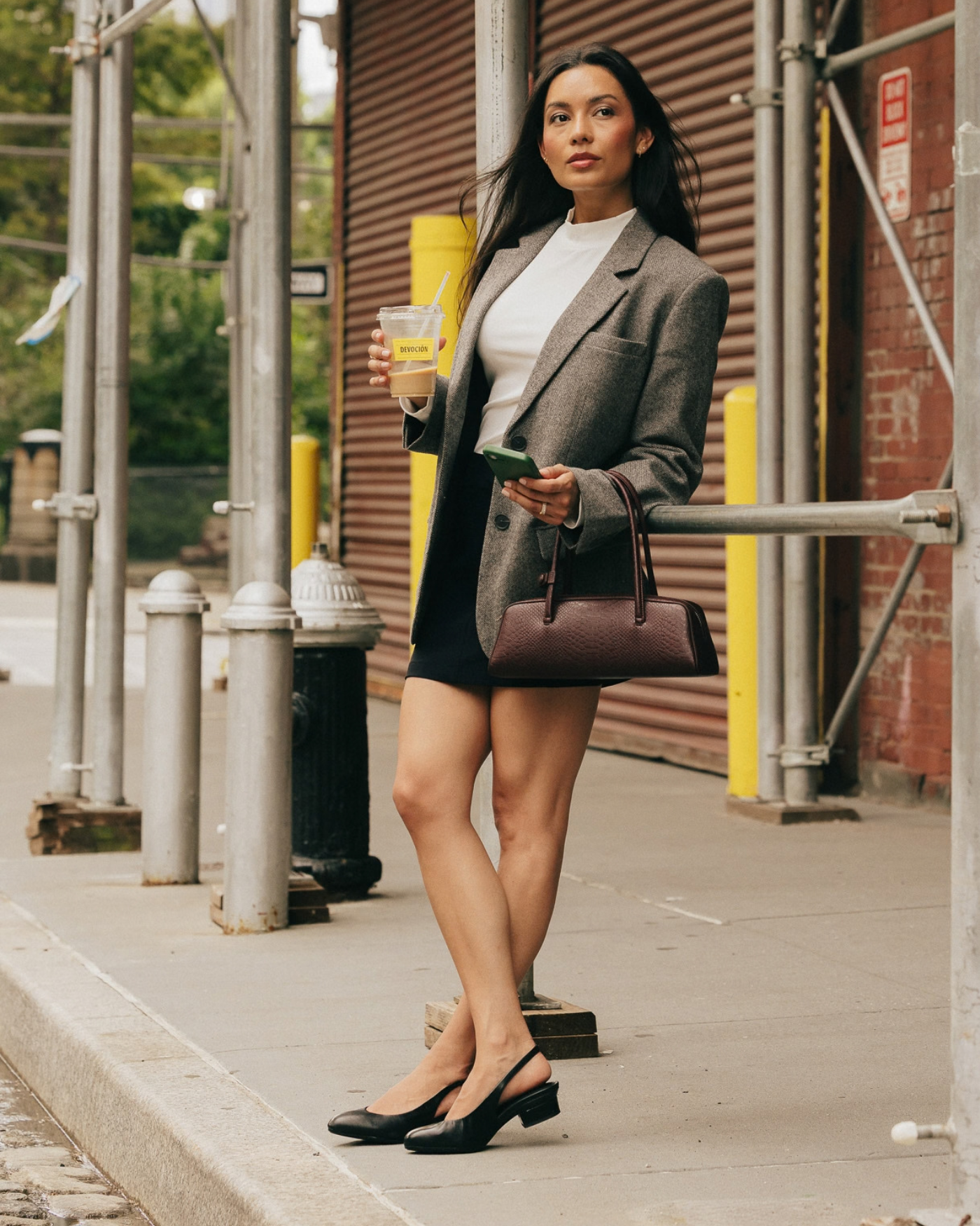 Anna Slingback - Coal Black Leather 4" Block