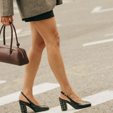 Anna Slingback - Coal Black Leather 4" Block