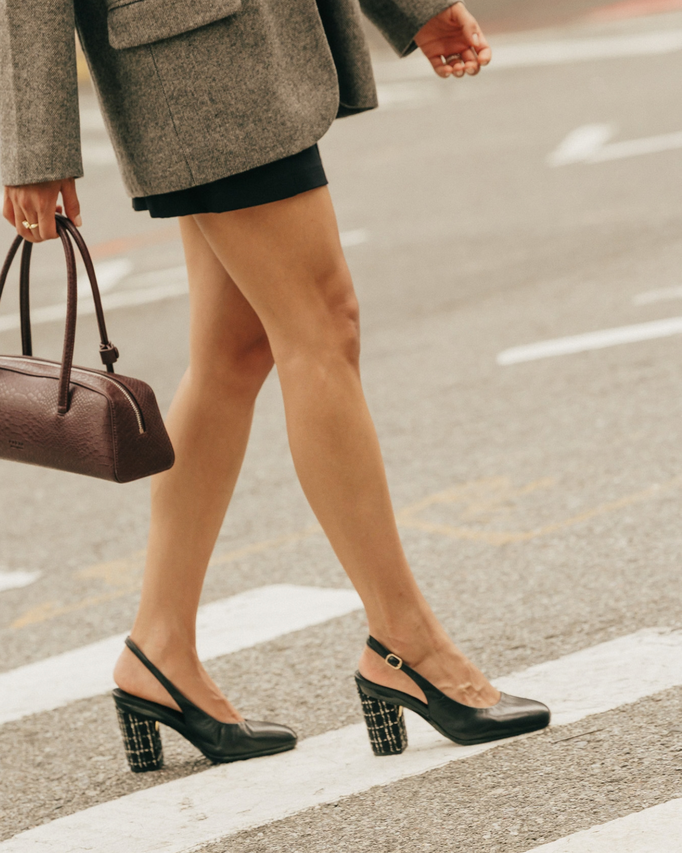 Anna Slingback - Coal Black Leather 4" Block