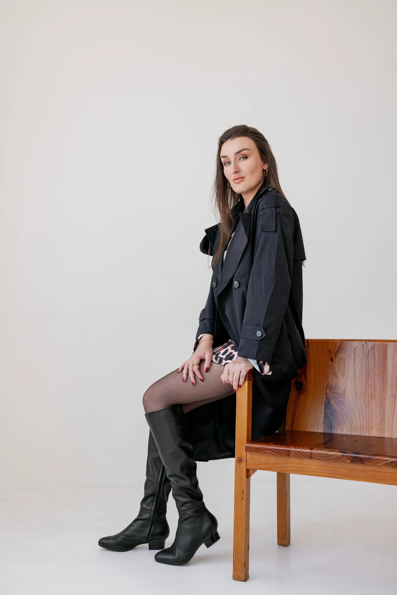 The Blake Knee High Boot - Coal Leather 3 Block